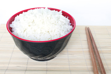 cooked white basmati rice  bowl natural food