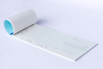 Cheque book isolated on white background.