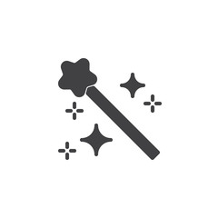 Magic wand vector icon. filled flat sign for mobile concept and web design. simple solid icon. Wizard symbol, logo illustration. Pixel perfect vector graphics
