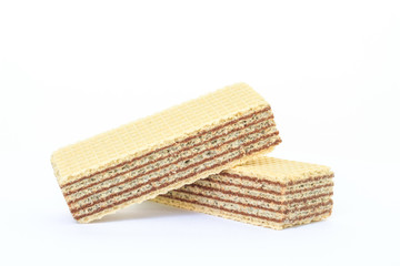 wafer chocolate dessert on white background