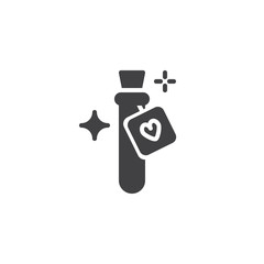 Love potion flask vector icon. filled flat sign for mobile concept and web design. Bottle with magic elixir simple solid icon. Symbol, logo illustration. Pixel perfect vector graphics