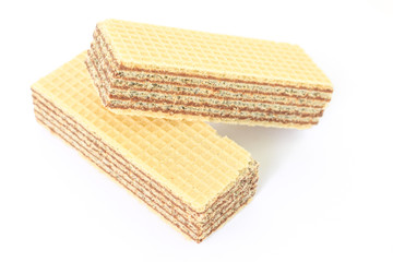 wafer chocolate dessert on white background
