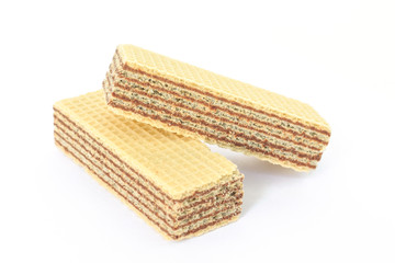 wafer chocolate dessert on white background