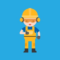 industrial security and protective equipment for worker illustration, flat design
