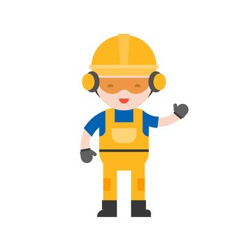 industrial security and protective equipment for worker illustration, flat design