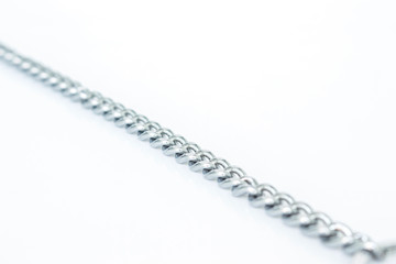 silver chain on white background