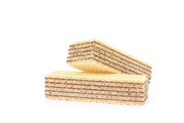 wafer chocolate dessert on white background