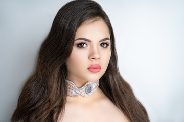 woman beauty brunette straight hair