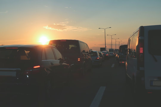 Jammed vehicles in the highway