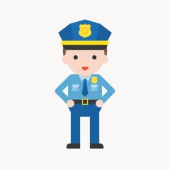 cute policeman character, professional set, flat design