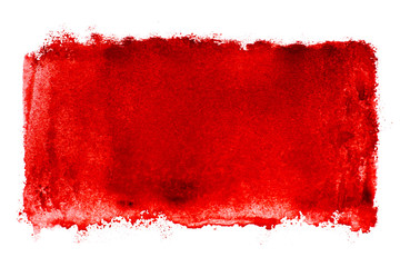 Abstract red watercolor background, isolated on white paper - for design