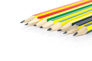 pencil black, green, red tool art on white background