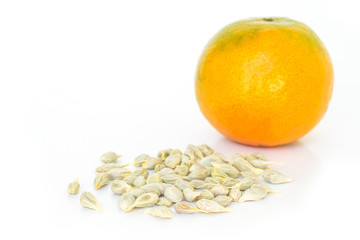 seed orange  fruit fresh on white background