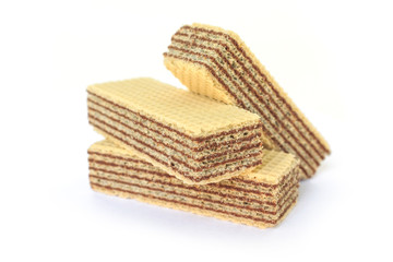 wafer chocolate dessert on white background