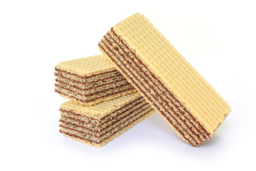 wafer chocolate dessert on white background