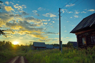 sunset on a rural street © Владимир Филиппов
