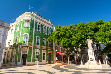 typical portuguese architecture on old town in Lagos , Algarve , Portugal - obrazy, fototapety, plakaty