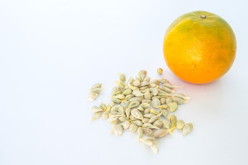 seed orange  fruit fresh on white background