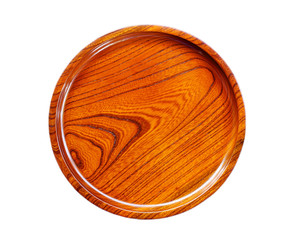 Brown wooden dish isolated on white background