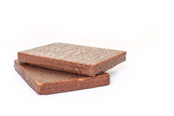 wafer chocolate dessert on white background