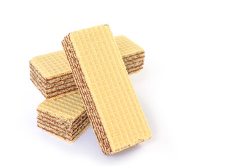 wafer chocolate dessert on white background