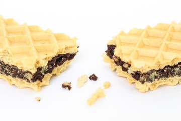 wafer chocolate dessert on white background