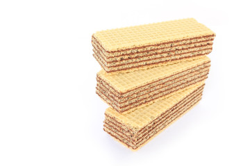 wafer chocolate dessert on white background