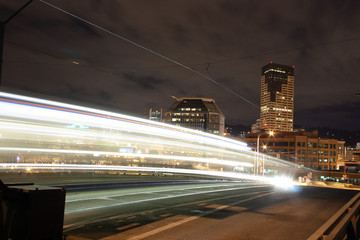 Fototapeta na wymiar City of Portland, Light streaks from Max