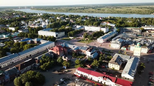   Panoramic aerial view of center of  Murom town, Russia