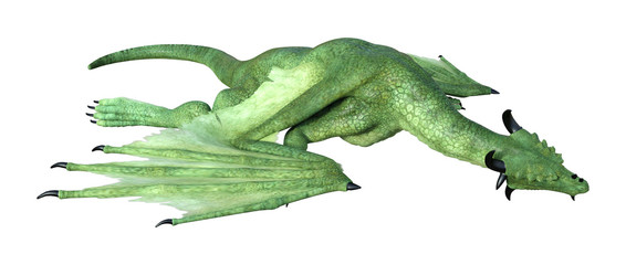 3D Rendering Fantasy Dragon on White
