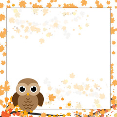 Page for notebook, diary or planners. Page with falling leaves and cute owl on the branch.