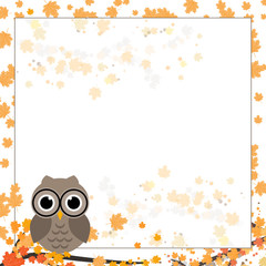 Page for notebook, diary or planners. Page with falling leaves and cute owl on the branch.