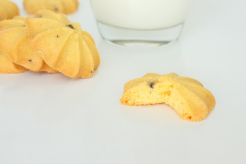 cookies and milk on white background