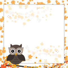 Page for notebook, diary or planners. Page with falling leaves and cute owl on the branch.