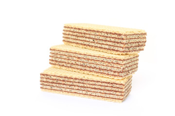 wafer chocolate dessert on white background