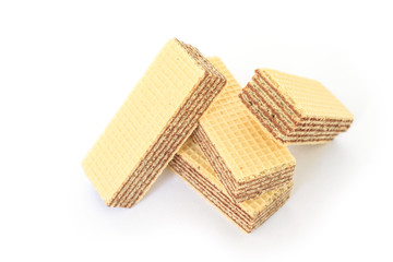 wafer chocolate dessert on white background