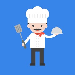 cute chef character, professional set, flat design