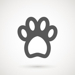 Paw Print icon. Logo. Vector Illustration. Isolated vector Illustration. Grey on White background