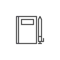 Note Book and pen outline icon. linear style sign for mobile concept and web design. writing simple line vector icon. Symbol, logo illustration. Pixel perfect vector graphics