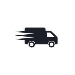 Fast shipping delivery truck flat icon for apps and websites