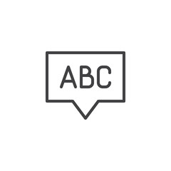 ABC speech outline icon. linear style sign for mobile concept and web design. Communication simple line vector icon. Symbol, logo illustration. Pixel perfect vector graphics