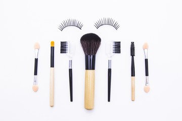 top view of makeup cosmetics set