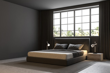 Luxury black bedroom corner