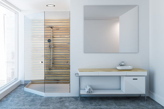 Luxury white bathroom sink and shower