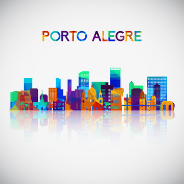 Porto Alegre skyline silhouette in colorful geometric style. Symbol for your design. Vector illustration.