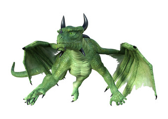 3D Rendering Fantasy Dragon on White