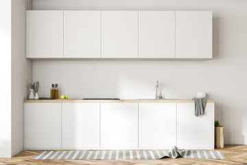 White kitchen countertops and closets