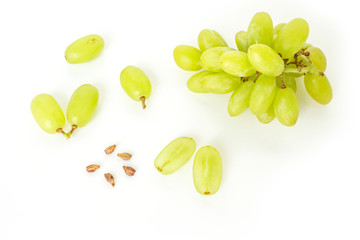 green grape diet fruit organic on white background