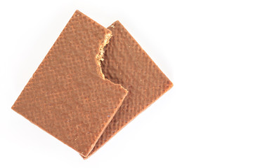 wafer chocolate dessert on white background