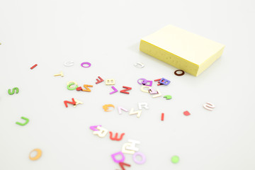 Stationery products, yellow stickers isolated in a white background